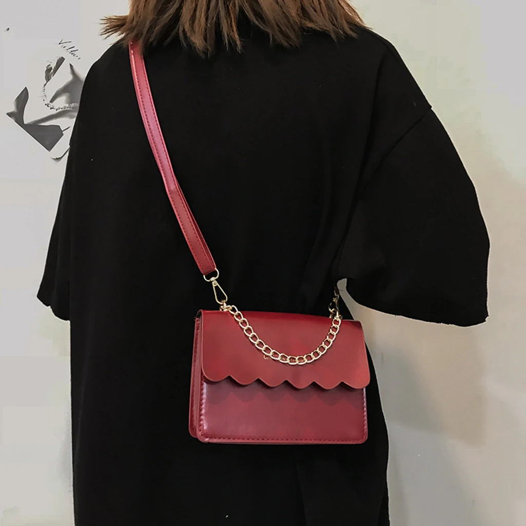 Simple Flap Shoulder Fashion Women Bag Leather Bags Girls Pure Color Mini Messenger Chest Cross Body Handbags Bolsa Feminina 820