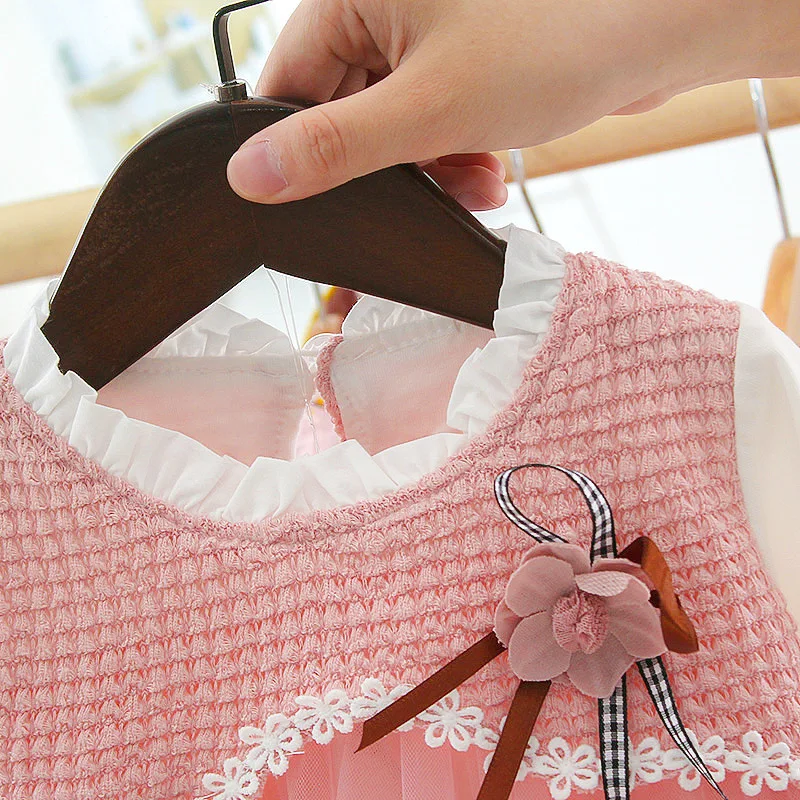 Детское платье для девочек; осенние Одежда для новорожденных девочек 0-3 лет старый милые наряды для новорожденных 1 год на день рождения платья для маленьких девочек HA044