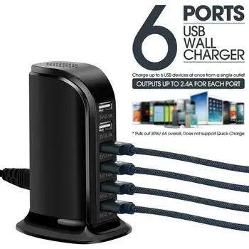 

6 Ports Multi USB Charger HUB Travel Charging Station Dock Universal Mobile Phone Desktop Wall Charging EU US UK AU Plug