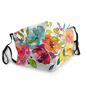

Bright Flowers Summer Watercolor Peonies Adult Reusable Mouth Face Mask Printed Anti Haze Protection Cover Respirator