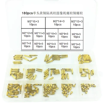 

180Pcs Nut Pitch Screw Brass M2 + 3 Hexagonal External Gender Threaded Post