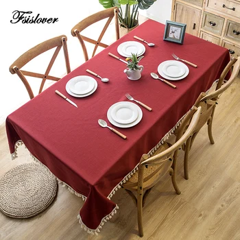 

FSISLOVER Waterproof Decorative Table Cloth Tassel and Lace Tablecloth Rectangular Dining Table Cover Tafelkleed mesa nappe