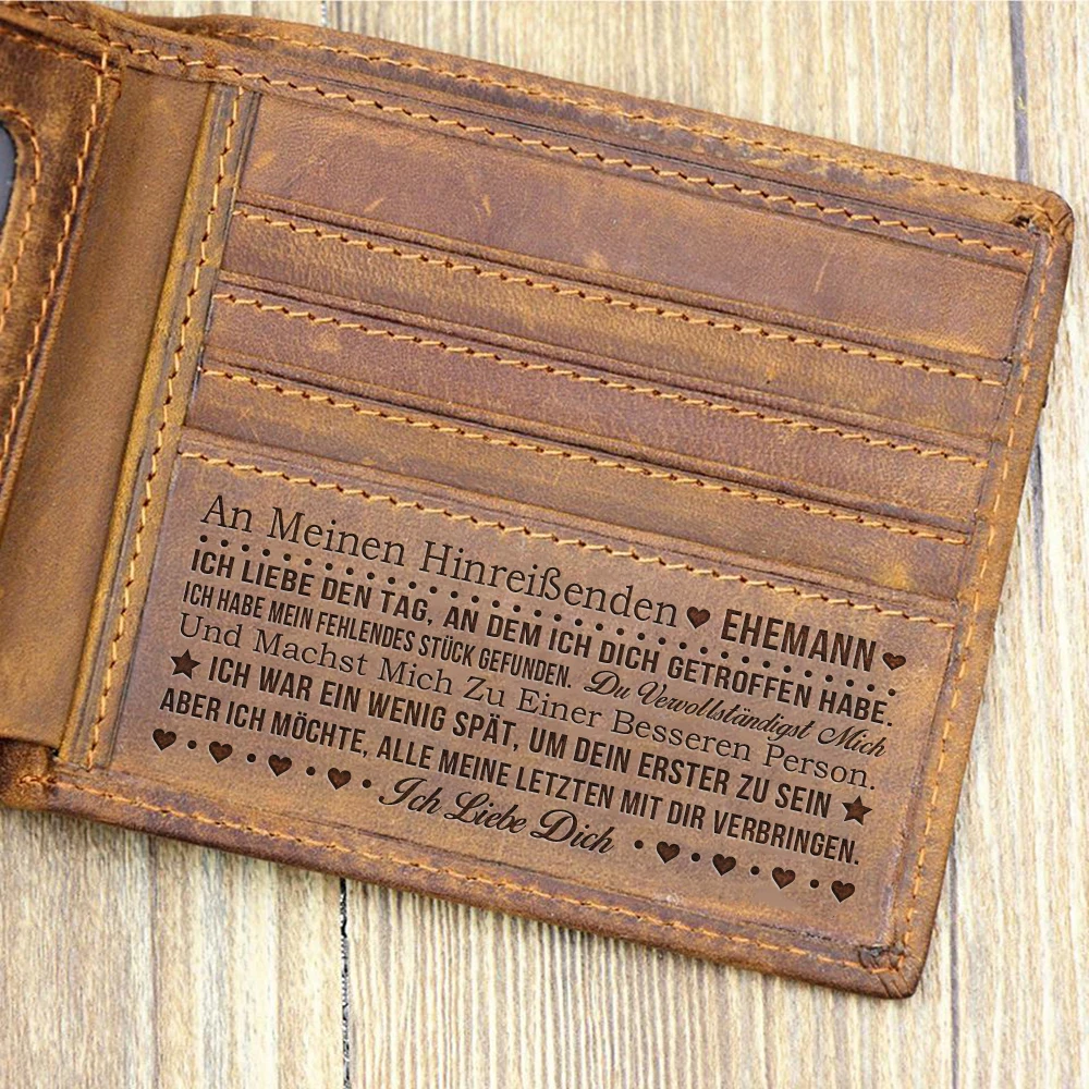 "К своему внуку"- кожаный кошелек под заказ, выгравированные минималистичные подарки для мужчин на день рождения, выпускной, Рождество