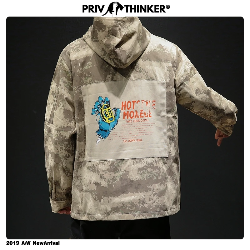 Privathinker, Ретро стиль, хип-хоп, сафари, мужская куртка, осень, камуфляжный принт, уличная одежда, мужские куртки, свободные, 5XL, Мужское пальто