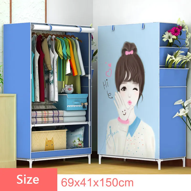 Folding Non-woven Cloth Wardrobe Student Children Bedroom Small Wardrobe DIY Assembly Clothes Storage Cabinet Home Furniture