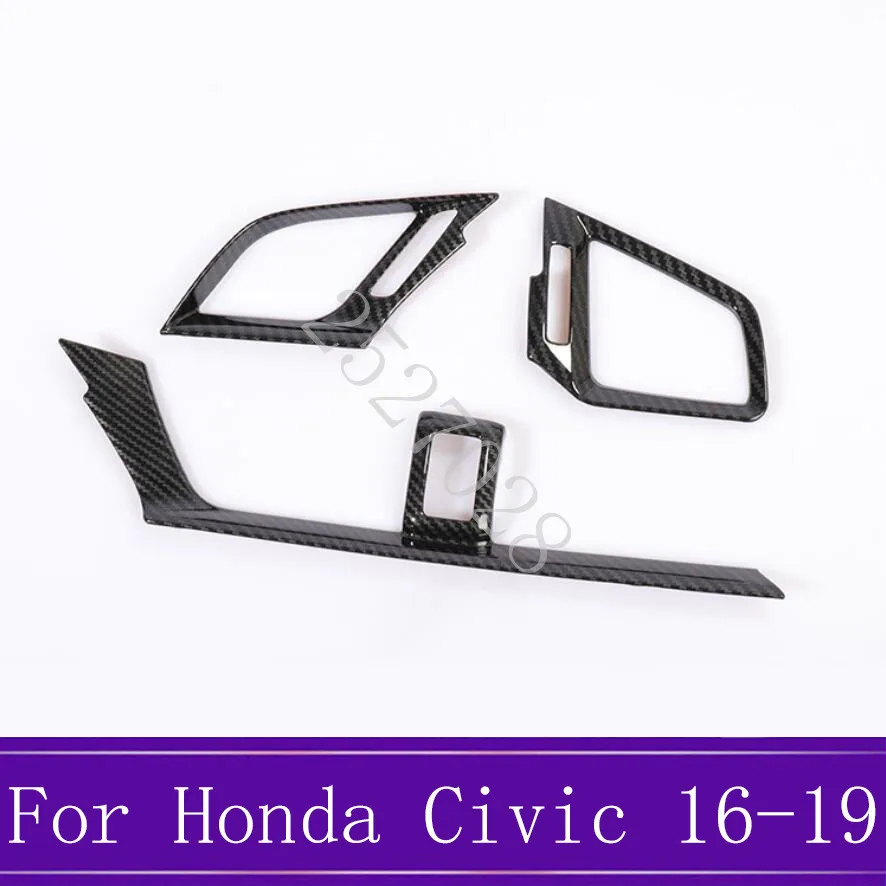 Для Honda Civic 10th ABS углеродного волокна интерьер автомобиля на приборной панели, устанавливаемое на вентиляционное отверстие в салоне автомобиля крышка отделка рамки противотуманных фар автомобиля внутренний аксессуар