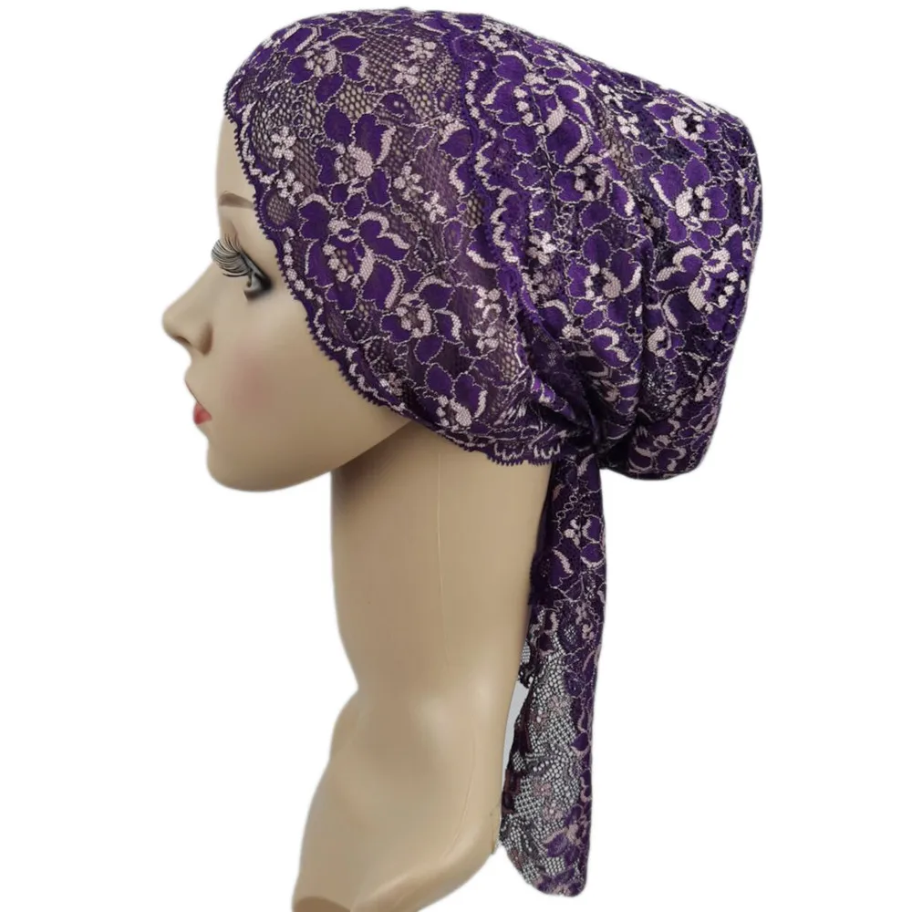 Lace Underscarf Muslim Hijab Inner Cap Women Ninja Hat Beanie Bone Bonnet Women Hair Loss Cover Headwear Head Scarf Wrap Turban