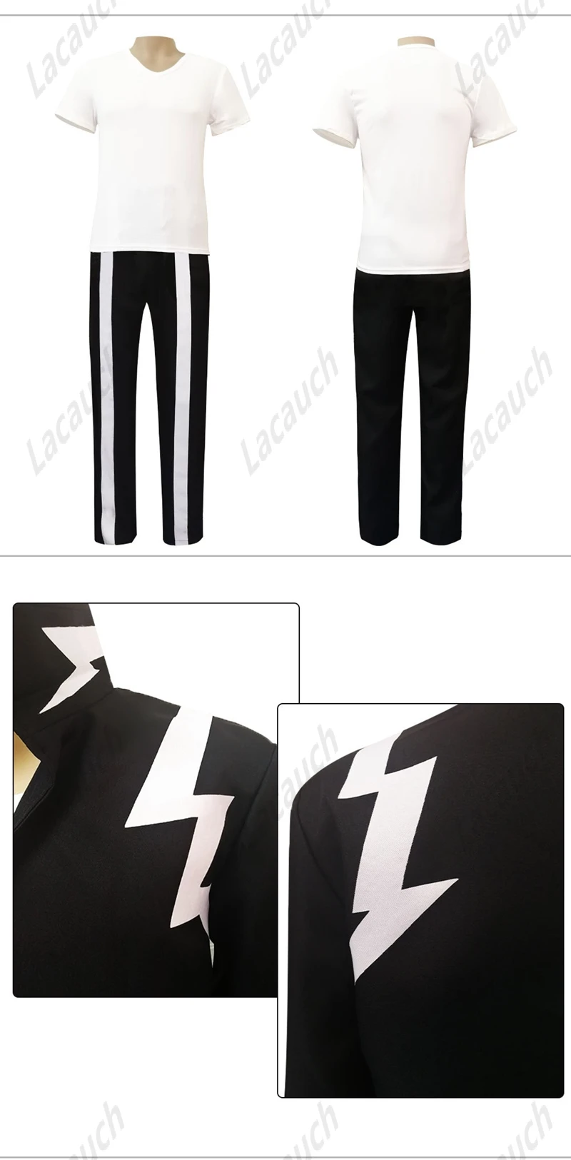 Anime My Hero Academia Kaminari Denki Cosplay Costume Short Wig Hairpin Black Uniform Suit