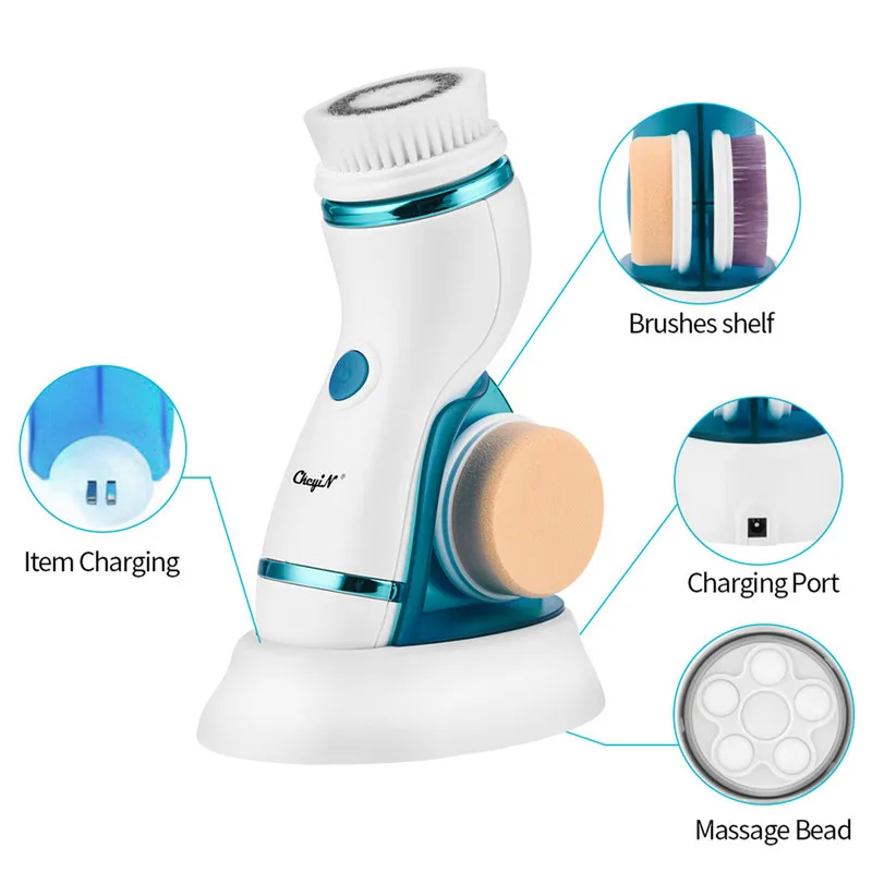 US $21.20 5 In 1 Silicone Face Cleansing Brush Facial Cleaner Mini Skin Care Pore Cleaner Deep Washing Mini Beauty Firming Massager Brush