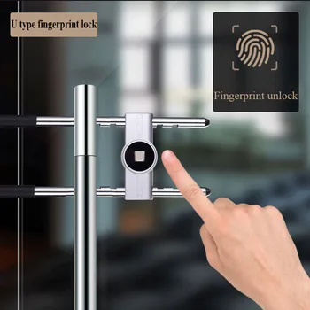 

Glass Door Lock Office Keyless Fingerprint Verification With Bluetooth APP Remote Control Electronic Lock U-lock