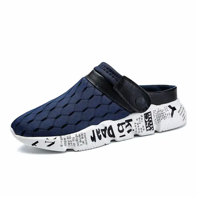 Comfort Men Shoes Casual Big Size Men's Home Slippers Fashion Mesh Soft Summer Sandals Crock Fishing Quick-drying Man Slipper B1 Blue 7927