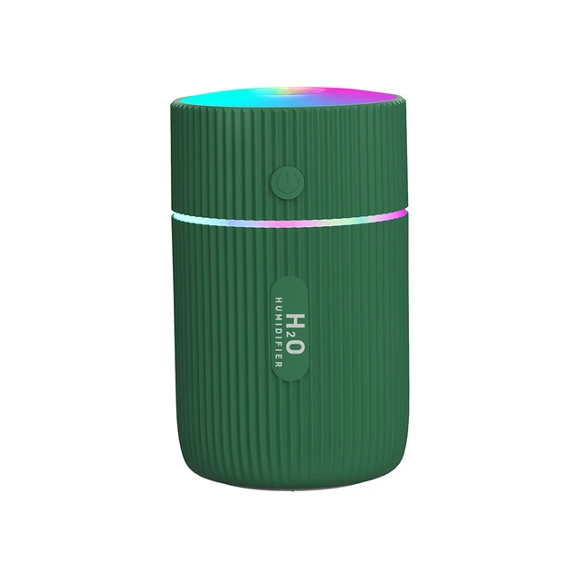 Mini Car Air Humidifier Portable Air Freshener with LED Night Light 2 Modes USB Oil Diffuser for Home Car Interior Accessories Army Green