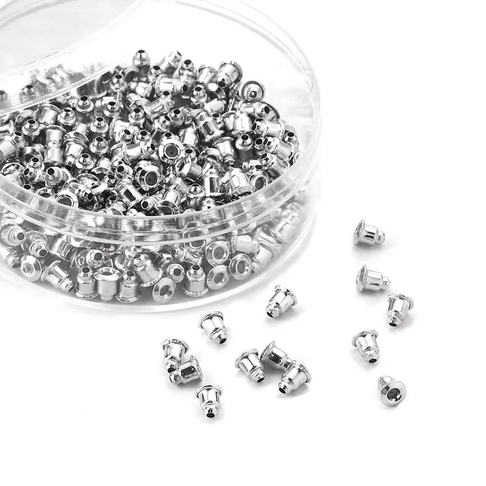 

DoreenBeads Iron Based Alloy Ear Nuts Post Stopper Earring Findings Bullet Silver Color 6mm x 5mm, 1 Box (Approx 200 PCs/Box)