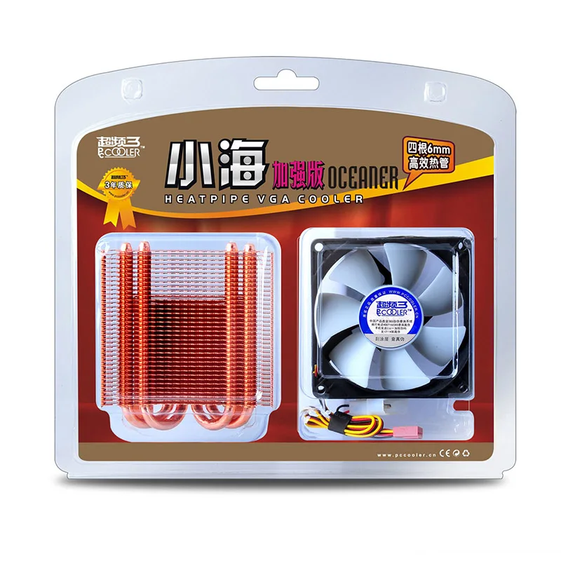 Pccooler K80D 4 Тепловая медь покрытие теплоотводящий кулер для видеокарты 80 мм тихий вентилятор VGA Охлаждающий радиатор GPU 3pin и Molex