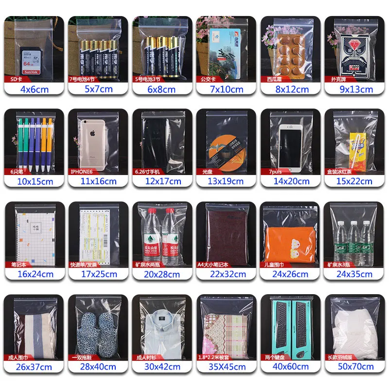 100pcs Zip Lock Plastic Storage Bag Transparent Self Sealing Small Grip Polythen Thick Ziplock Jewelry Resealable Custom Printed 2