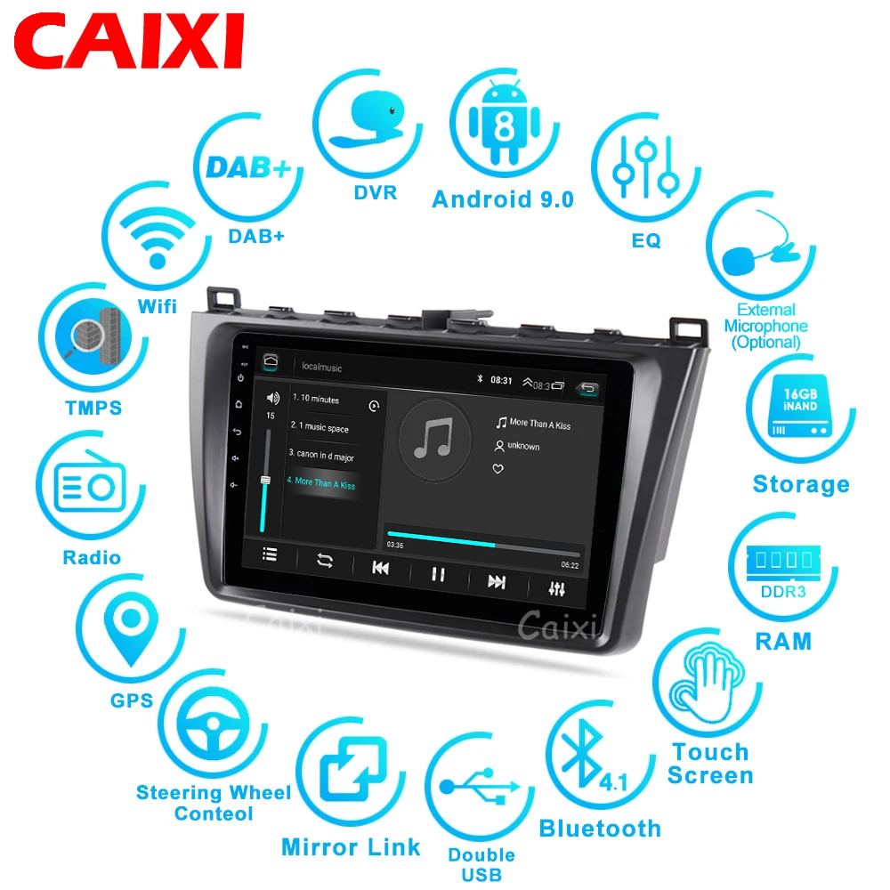 Для Mazda 6 Rui wing 2008 2009- Android 8,1 автомобильный DVD gps стерео радио 2G+ 3 2G Wifi карта автомобиля 2 Din мультимедийный плеер