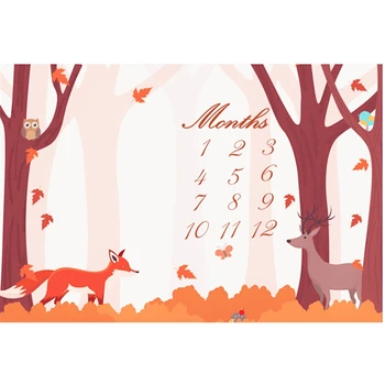 

Baby Blanket Soft Flannel Photography Monthly Photo Newborn Fox Background Blanket Milestone Sleeping Bath Crawling 130*100CM