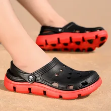 Летняя новая стильная мужская пористая обувь Открытые сандалии большого размера с закрытым носком легкая Уличная обувь на толстой подошве двойного назначения