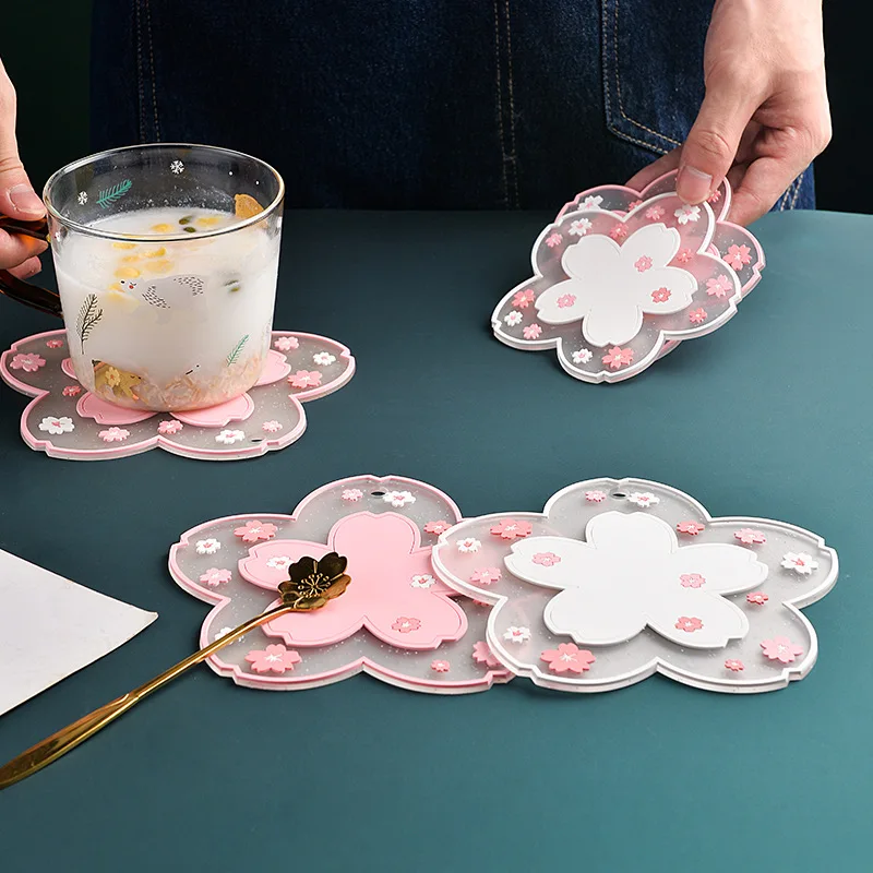 Изоляционный коврик Cherry Blossom нескользящий для домашней чашки чая Нескользящие