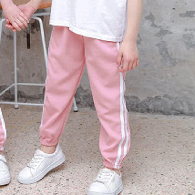 Toddler Kids Pants 2022 Summer Candy Color Harem Pants Boys Soft Trousers Drawstring Side Stripe Baby Boys Pants B