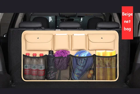 Leather Car Rear Seat Back Storage Bag High Quality Car Trunk Organizer Auto Stowing Tidying Interior Accessories Universal