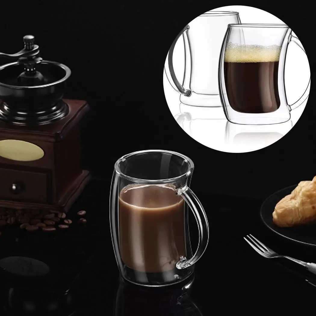 Creative Double layer Coffee Cup Glass Heat resistant Transparent Mug