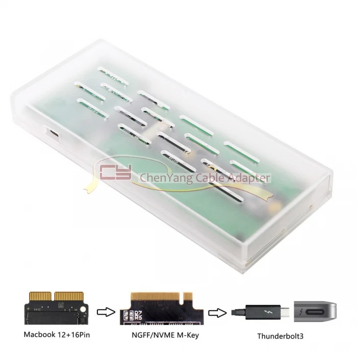 Macbook 2013- SSD и PCI-E NGFF M-key NVME AHCI SSD to Thunderbolt 3 Чехол-картридж