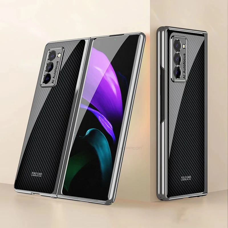 Plating Glass Case For Samsung Galaxy Z Fold 2 Case Full Protection Cover For Samsung Galaxy Z Fold2 5G Flip Shockproof
