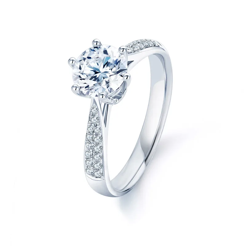 Изготовленное на заказ 9K белое золото классическое Двухрядное сверло Moissanite кольцо лабораторное кольцо с бриллиантом украшения свадебное кольцо на головщину
