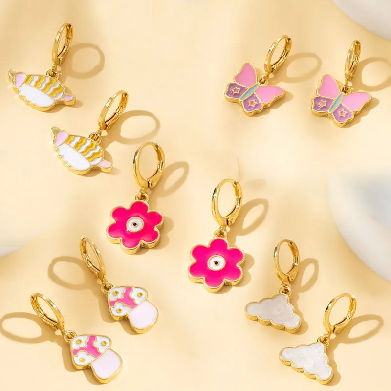 Creative Cartoon Style Butterfly Flower Earrings Cute Star Ear Clip