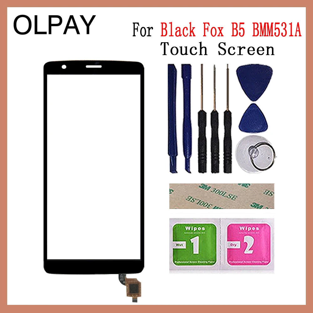 OLPAY 5,45 ''сенсорный экран для мобильного телефона для Black Fox B5 BMM531A сенсорный экран стекло дигитайзер панель объектив сенсор стекло Ремонт - Цвет: Black With Tools