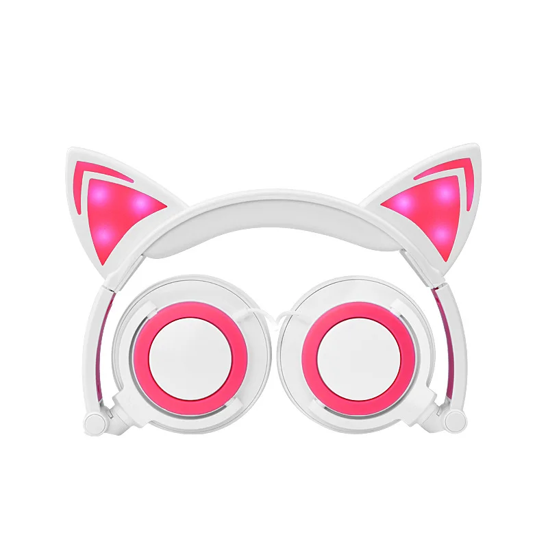 Childrens Headphones New Cartoon Cat Ears Headset for Glowing Folding Cell Phones Music Headphones Special for Kids Headset