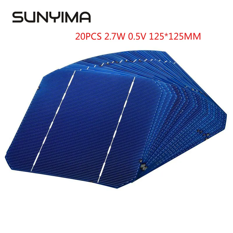 SUNYIMA 20 шт. 0 5 V 2 7 Вт монокристаллические солнечные панели 125*125 мм мини-модуль