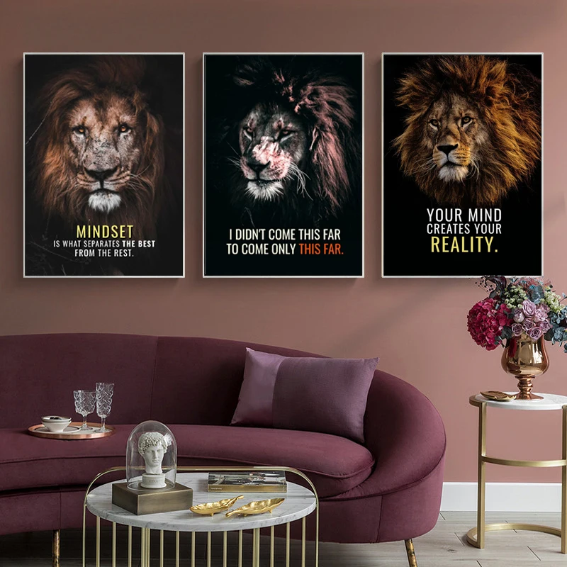 Wild Lion Letter Citazione Motivazionale Art Canvas Painting Wall Art Poster Stampe Cuadros Immagini A Parete Per Soggiorno Home Decor