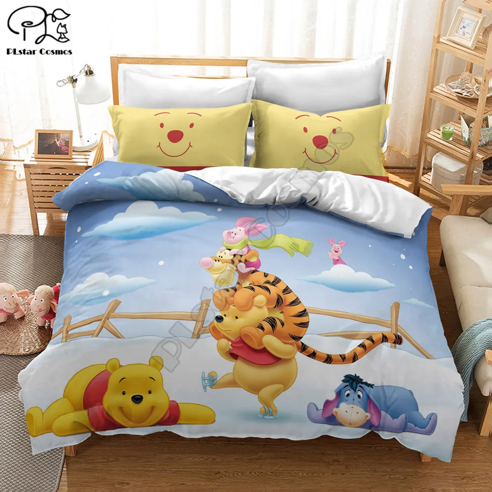

3D printed Winnie the Pooh Home Textiles 3D Quilt Cover 100% Polyester Bedding Luxury Three-Piece Pillowcase Quilt Cover