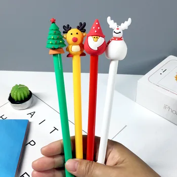 

4pcs/lot Christmas Santa Claus Gel Pen Reindeer Snowman 0.5mm black ink Signature pens Stationery gift School writing Supplies