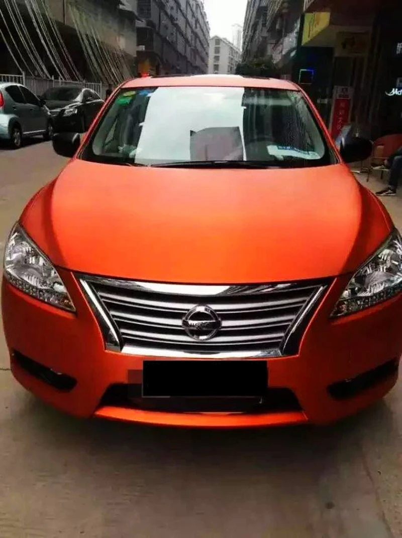 Orange Brushed Metallic Vinyl Wrap-1