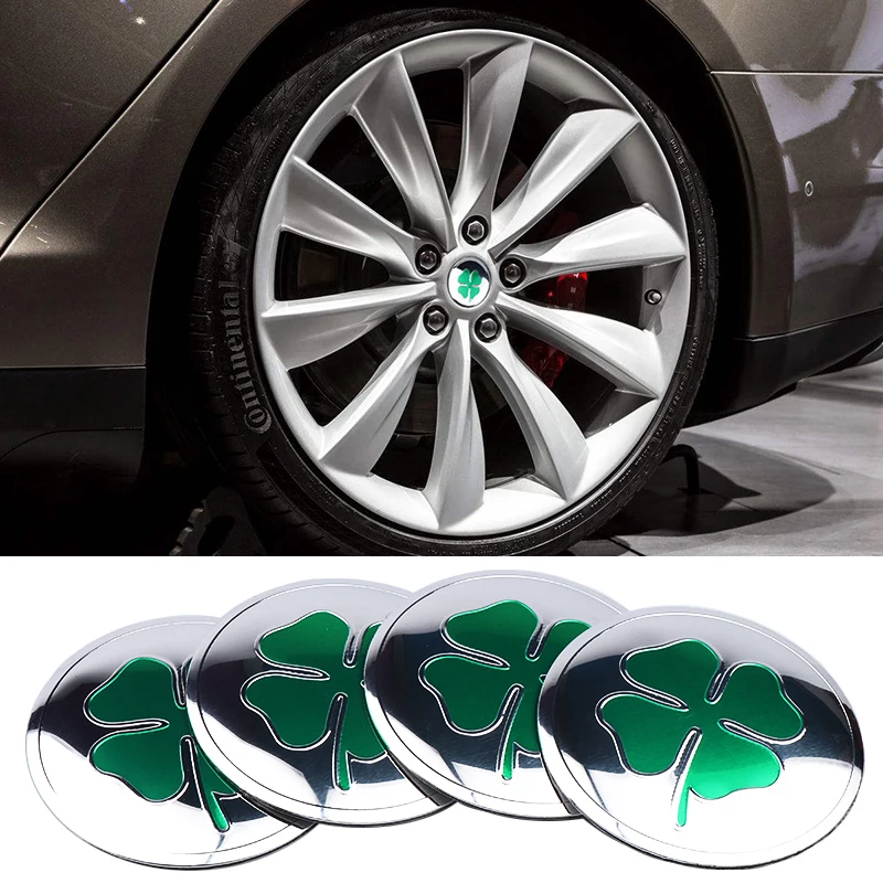 4 шт. 56 мм наклейка на ступицу колеса Alfa Romeo quatrefoil green delta для 147 156 166 159 Giulietta Giulia Spider GT