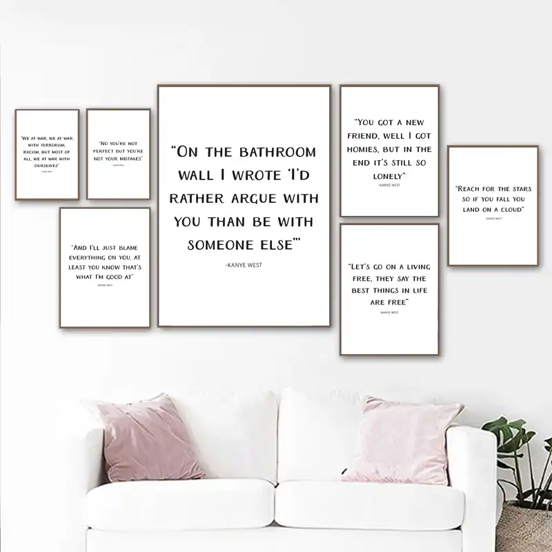 Toile Avec Citation De Kanye West Rap Art Moderne Noir Blanc Minimalisme Impression Hip Hop Decor De Chambre A Coucher Aliexpress