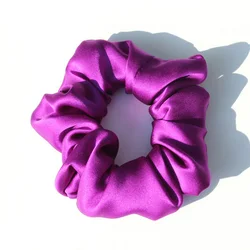 Luxurious 100% Pure Mulberry Silk Large Hair Scrunchies (3.5cm Purple)