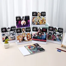 

Anime Calendar 2022 Demon Slayer Desk Calendar Agatsuma Zenitsu Kamado Nezuko Cute Cartoon Printing Calendars Office Accessories