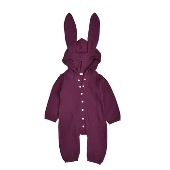 

0-24 Months Newborn Baby Girls Rompers Purple Red Rabbit Ear Hoodie Rompers For Newborn Girls Jumpsuit Outfits Girls Clothes Set