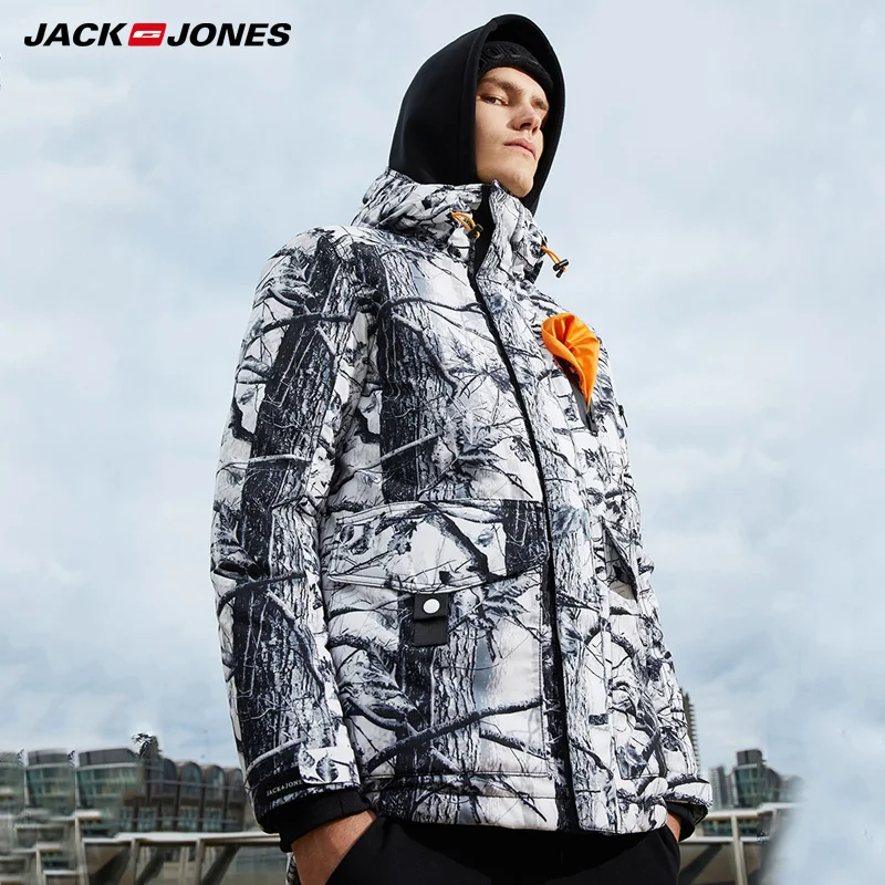 JackJones теплая зимняя мужская камуфляжная куртка для отдыха | 218312519