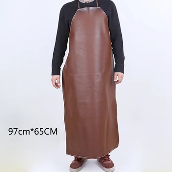 

Work Shop Apron Solid Adult Hang Neck Unisex Waterproof Random Color Anti-dirt Lengthen Bib Kitchen Easy Clean Oil Proof Leather