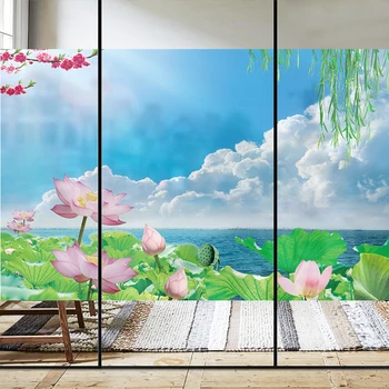

Window sticker shading opaque custom cellophane glass door stickers wall stickers decorative matte film lotus