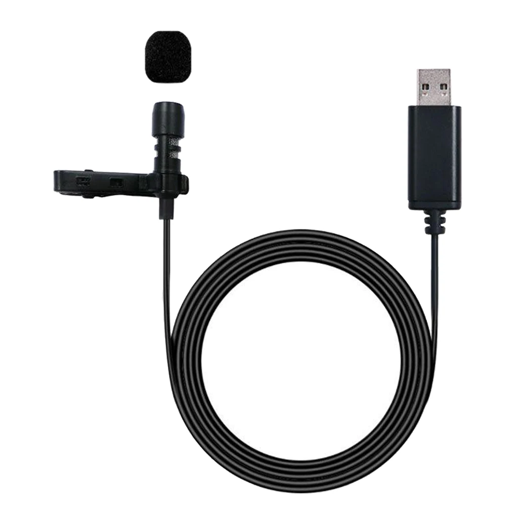 Lavalier Microphone USB Mini Recording Collar Clip Interview Recording Microphone For Voice Computer Laptop Mobile Phone