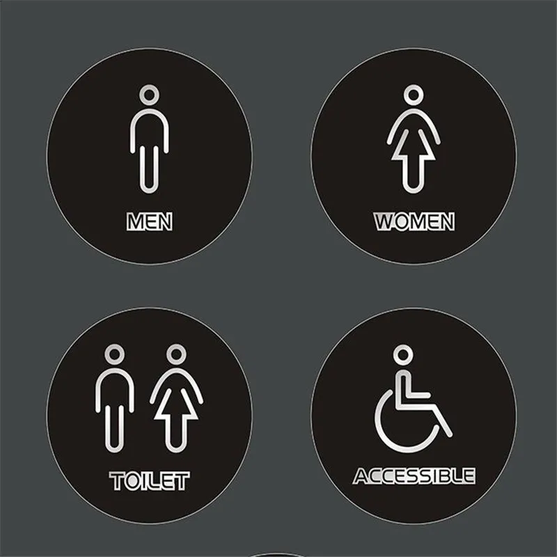 

Black Classic Toilets Signs House Number Round Numberplate Toilet Tips Public WC Men Women Door Signage Sticker Plaque Custom