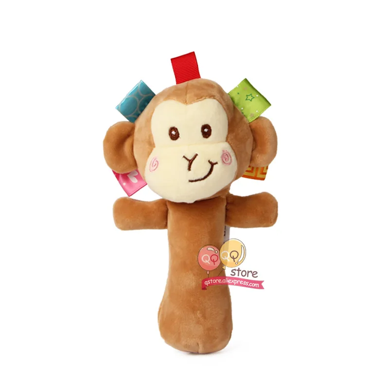 Sozzy милые плюшевые чучело детские погремушки скрипучий палочки игрушки колокольчики для детей новорожденный подарок комфорт 6 стилей слон - Цвет: Monkey