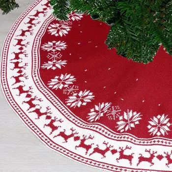 

122cm Christmas Tree Skirt Knitted Tree Apron Adorable Xmas Tree Skirt Creative Tree Adornment for Home Party Holiday Shop
