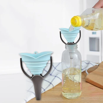 

Silicone Kitchen Canning Folding Funnel for Filling Bottles Collapsible Oil Food Funnesl for Liquid Powder Wine Cooking Tools